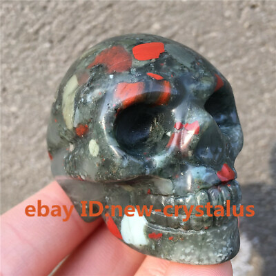 #ad A 2#x27;#x27; Natural blood Stone Carved Quartz Crystal Skull Reiki Healing 1pc $14.90