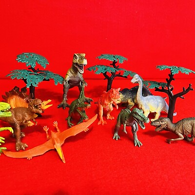 #ad Dinosaur Plastic Mix Lot of 14 Figurines Children Toys $25.35