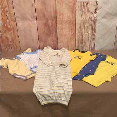 #ad Carter#x27;s Lot of One Piece 3 Mos Baby Sleeping Gown Blue Yellow Sleepers Clothing $20.00