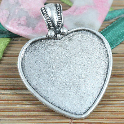 #ad 2pcs tibetan silver color heart shaped cabochon settings frame EF0322 $1.59