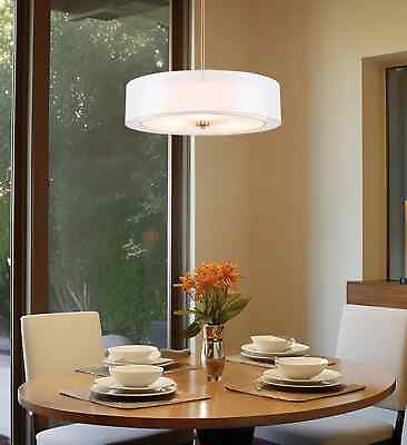#ad Kira Home Lindos 20quot; Modern 3 Light Double Drum Chandelier Glass Diffuser Ste $53.16