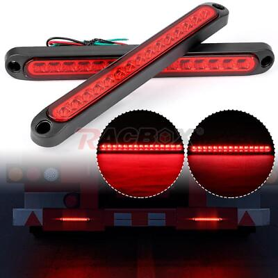 #ad 2X 10quot; Red 15 LED Car Truck DRL Light Bar Brake Rear Turn Signal Stop Tail Strip $14.98