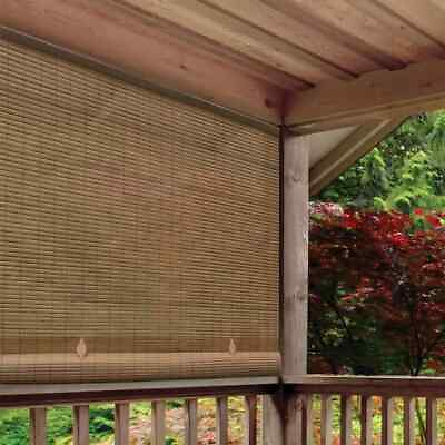 #ad CORDLESS ROLL UP BLIND Outdoor Sun Shade Deck Patio PVC Manual Roll Up Exterior $31.18