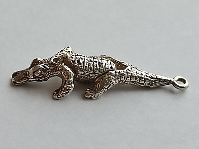 #ad STERLING SILVER MOVING GATOR CROCODILE CHARM RARE EXCELLENT DETAIL VINTAGE $69.99
