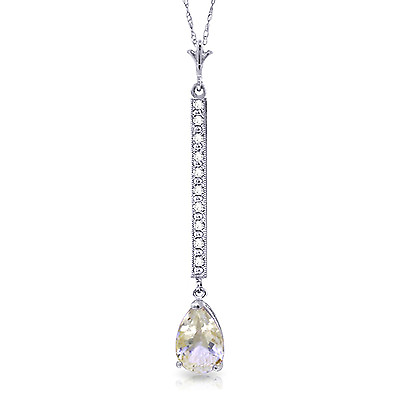 #ad 1.8 CTW 14K Solid White gold fine Necklace 18quot; Diamond White Topaz $445.83