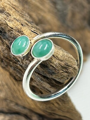 #ad Beautiful Handmade Modernist Green Agate Solid sterling silver 925 Ring GBP 28.50