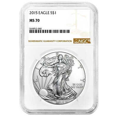 #ad 2015 $1 Silver Eagle NGC MS70 Brown Label $59.95