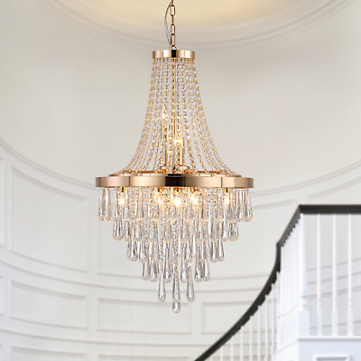 #ad Gold Crystal Chandelier Large Luxury Ceiling Light for Living Dining Room $212.72