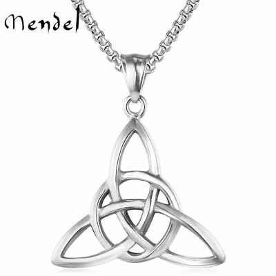 #ad MENDEL Irish Celtic Triquetra Trinity Knot Pendant Necklace Stainless Steel Set $10.99