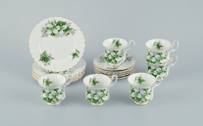 #ad Royal Albert England. Six quot;Trilliumquot; coffee cups with saucers and cake plates $500.00