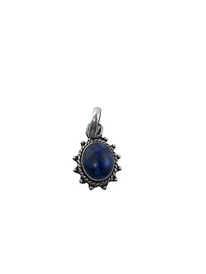 #ad Oval Flower Lapis Lazuli 925 Sterling Silver Pendant $19.99