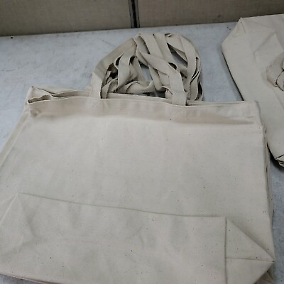 #ad NEW Lot of 12 Jumbo Tote Bag Style 600 Natural 20quot;W x 15Hquot; x 5quot;D $85.00