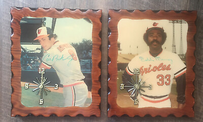 #ad Vintage Cal Ripken Jr. Eddie Murray Signed Clock Lot of 2 Auto Autograph Orioles $50.00