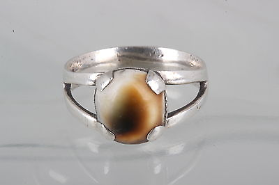 #ad STERLING SILVER AGATE STONE RING 925 FINE 6880 $40.00
