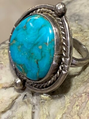 #ad Mens Womens Navajo Royston Turquoise 925 Sterling Massive Ring Size 7 $203.99