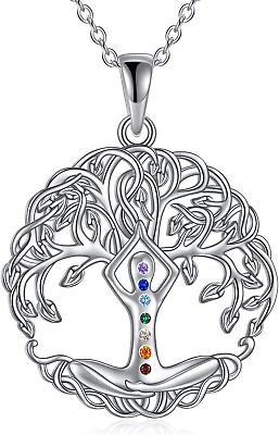 #ad Tree of Life Chakra Necklace for Women 925 Sterling Silver Healing CZ Pendant $105.97