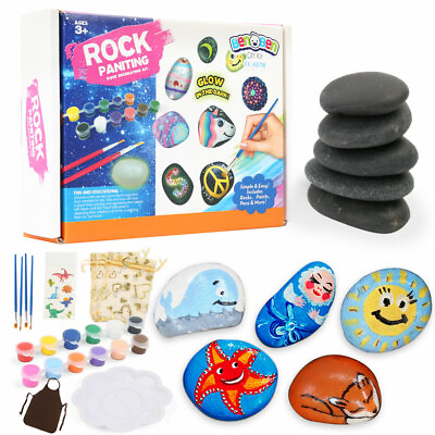 #ad Rock Painting Kit for Kids Arts and Crafts for Girls Boys Painting Rocks Gifts $12.99