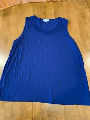 #ad Liz Claiborne Brand Women#x27;s XL Blue Summer Top Blouse Sleeveless NEW $22.85