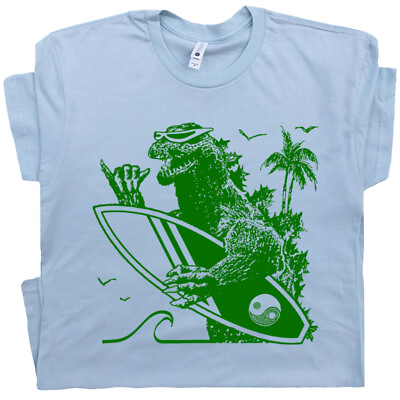 #ad Godzilla Surfing T Shirt B Cool Vintage Surf Surfboard Retro Graphic Mens Womens $19.99