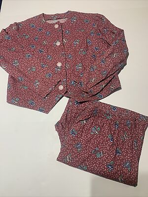 #ad Vtg 70 80 Floral Pajama Top amp;Pants Sleepwear Med Lg Buttons Cotton 1 Of A Kind $18.00