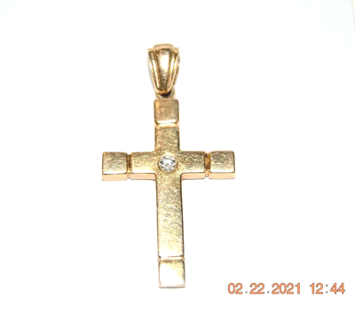 #ad 14k Yellow Gold amp; Diamond Cross Pendant In Center Weight 6.91 Grams 1 5 8th Inch $399.99