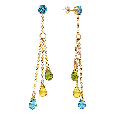 5.75 CTW 14K Solid Gold Chandelier Earrings Blue Topaz Citrine $1409.47