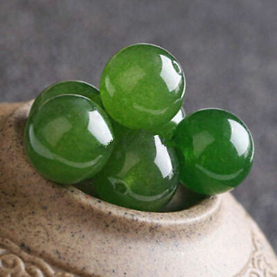 #ad 4 6 8 10mm Natural Nephrite Green Jade Round Gemstone Loose Beads 15quot; AAA $2.88