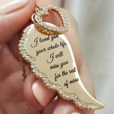 #ad Gold Angel Wings Love Letter Necklace with Heart Charm $8.99
