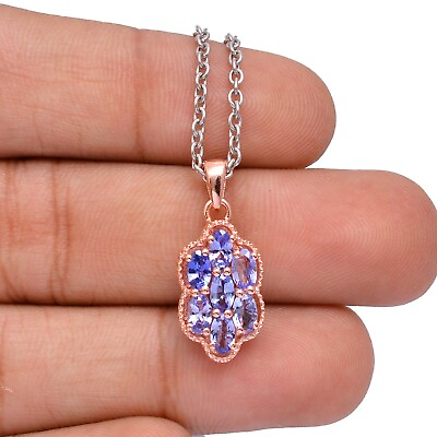 #ad Natural Tanzanite Blue Handmade 925 Sterling Silver Pendent Necklace Gift Ideas $25.99