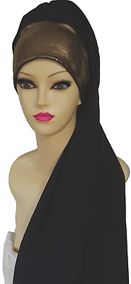 #ad Pretty Black Bronze Beanie turban. Instant Scarf Muslim.Snood. Red 14quot;WX70quot; $13.99