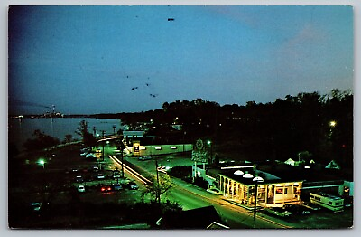 #ad Postcard Nick#x27;s Seafood Pavillion Yorktown VA Night Aerial Restaurant Unposted $4.65