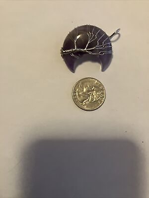 #ad Amethyst Healing Crystal Necklace Pendant Tree Life Wire Wrapped Moon Purple New $5.99