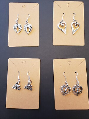 #ad Fashion Earrings Sterling Silver Hooks Dangle Drop Silver Plated Charms $3.50