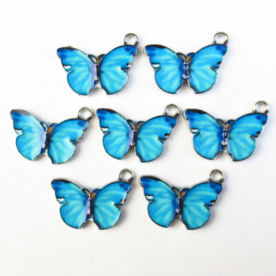 #ad 25Pcs 19x13x2mm Blue Tibetan Silver Enamel Butterfly Pendant Bead 2720PJ $13.02