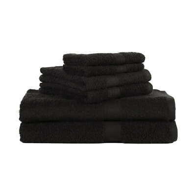 #ad Solid 6 Piece Adult Bath Towel Set Rich Black $13.19