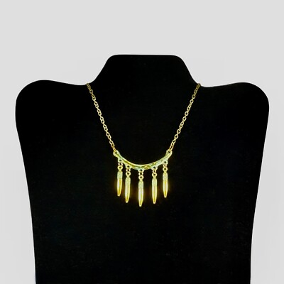 #ad BRASS FRINGE NECKLACE patina verdigris 20 inches bronze chain GBP 14.99