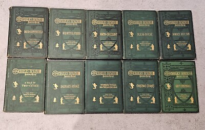 #ad Charles Dickens household edition 10 volumes 1872 1876 Illustrated $199.95