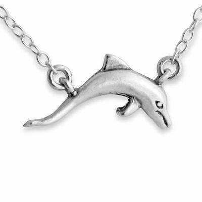 #ad Azaggi 925 Sterling Silver Dolphin Pendant Necklace 3D Swimming Animal Mammal $67.95