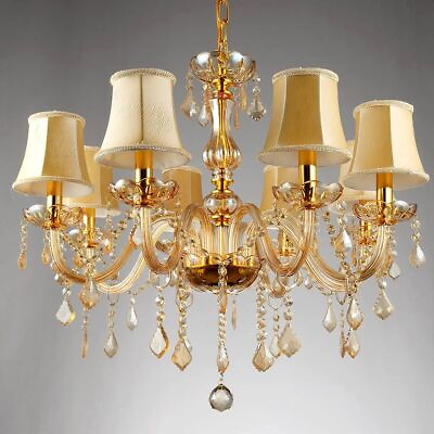 #ad #ad Bedroom Crystal Chandelier Lights Champagne Color 6 8 Arm with without Lampshade $477.99