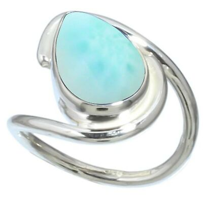 #ad Natural Larimar 925 Sterling Silver Statement Ring Handmade Ring All Size MS301 $10.00
