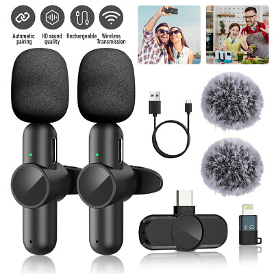 #ad Dual Wireless Lavalier Microphone Camera iPhone Android GoPro Professional Lapel $18.69