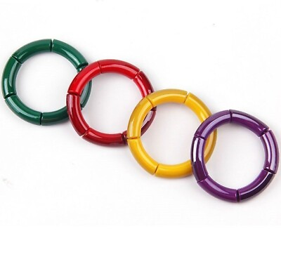 #ad Tube Beads Acrylic Bracelet Elastic Bangle Wrist Band Cuff Jewelry Accessory 1pc $8.87