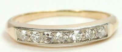 #ad Antique Art Deco Diamond Wedding Band 14KY Ring Size 7.5 UK O1 2 EGL USA $1099.00
