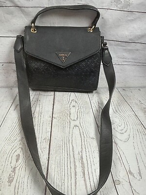 #ad GUESS Black Leather Crossbody Medium Handbag $29.99