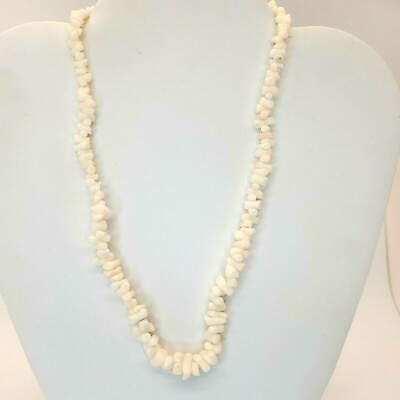 #ad Genuine natural white coral branch necklace w sterling filigree clasp $35.00