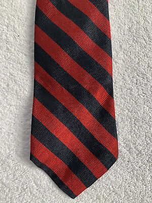 #ad VTG Harridge Row Neck Tie Repp 3.25 X 59 Red Navy Blue Diagonal Striped All Silk $24.92