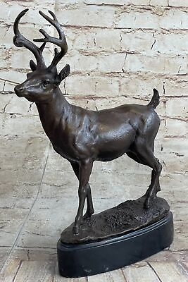 #ad Signed Original Male Elk Mountain Deer Caribou Hunter Decor Bronze Sculpture NR $174.65
