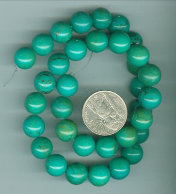 #ad 16 inch strand Stabilized Emerald Mountain Beads 12mm Round Beads $19.95