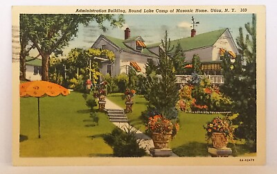 #ad Administration Building Round Lake Camp Of Masonic Home Utica NY Postcard B5 $3.95