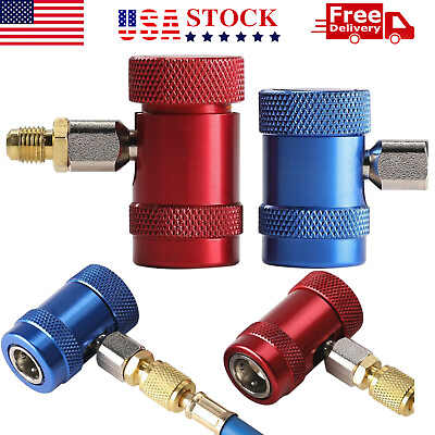 #ad 2PC R1234yf Quick Connector Adapter Coupler Auto A C Manifold Gauge Set Low High $17.99